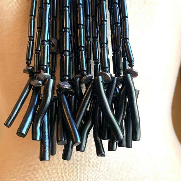 Sweet Olive Horn Pendant Necklace with Coral Fringe - Picture 4 of 6